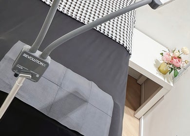 Comfortable wellness setup at LynnStudiosg, Singapore, Singapore, SG, featuring a cozy bed and elegant decor.