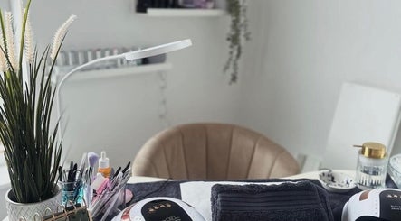 Manicure setup at Bloom Beauty on The Quays, Salford, England, GB, featuring tools and a modern chair.