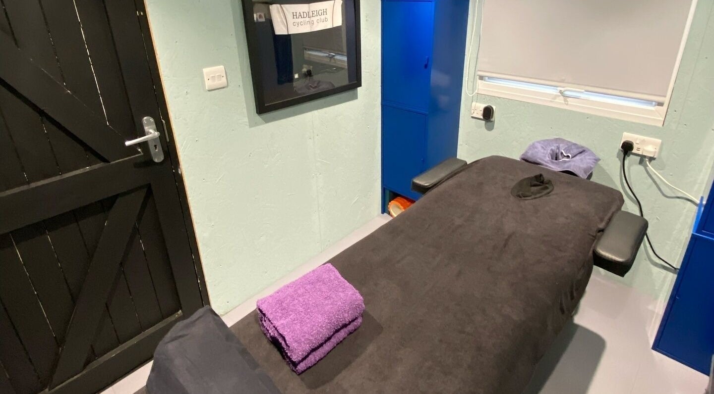 Relaxing massage room at Lebentz Sports Massage in Bury St Edmunds, England, GB.