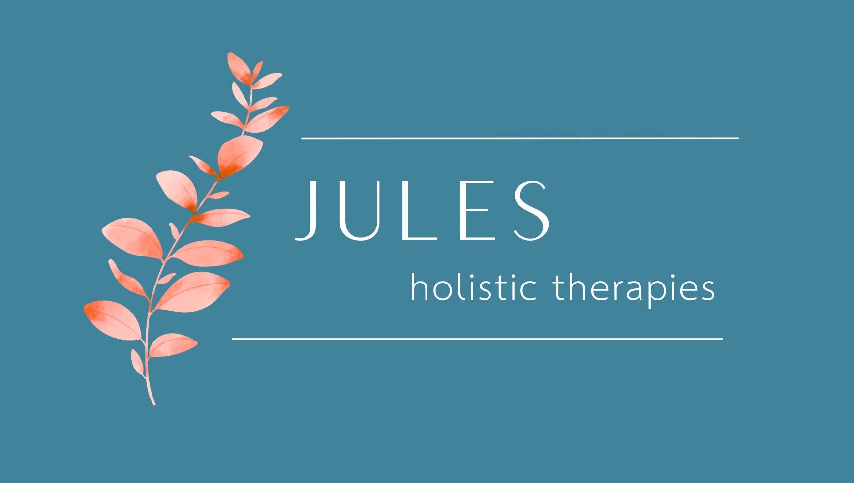 Jules Holistic Therapies logo with elegant leaf design in Canterbury, England, GB.