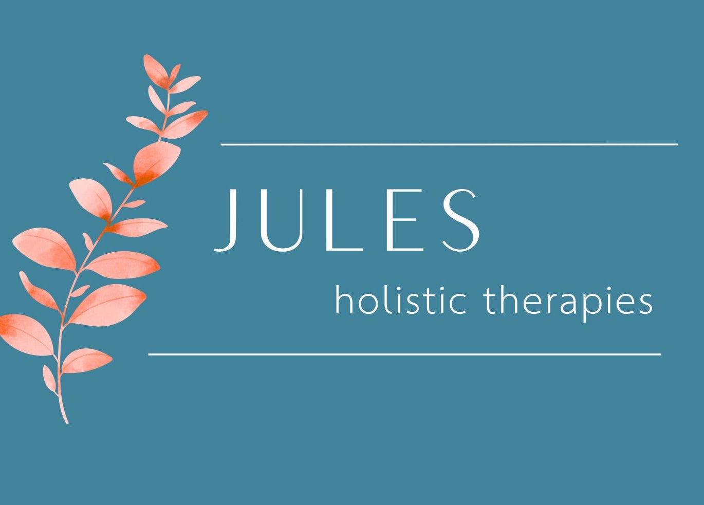 Jules Holistic Therapies logo with elegant leaf design in Canterbury, England, GB.