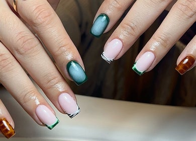 Stylish nail art at Coco Nail Studio, Cardiff, Wales, GB showcasing vibrant designs.