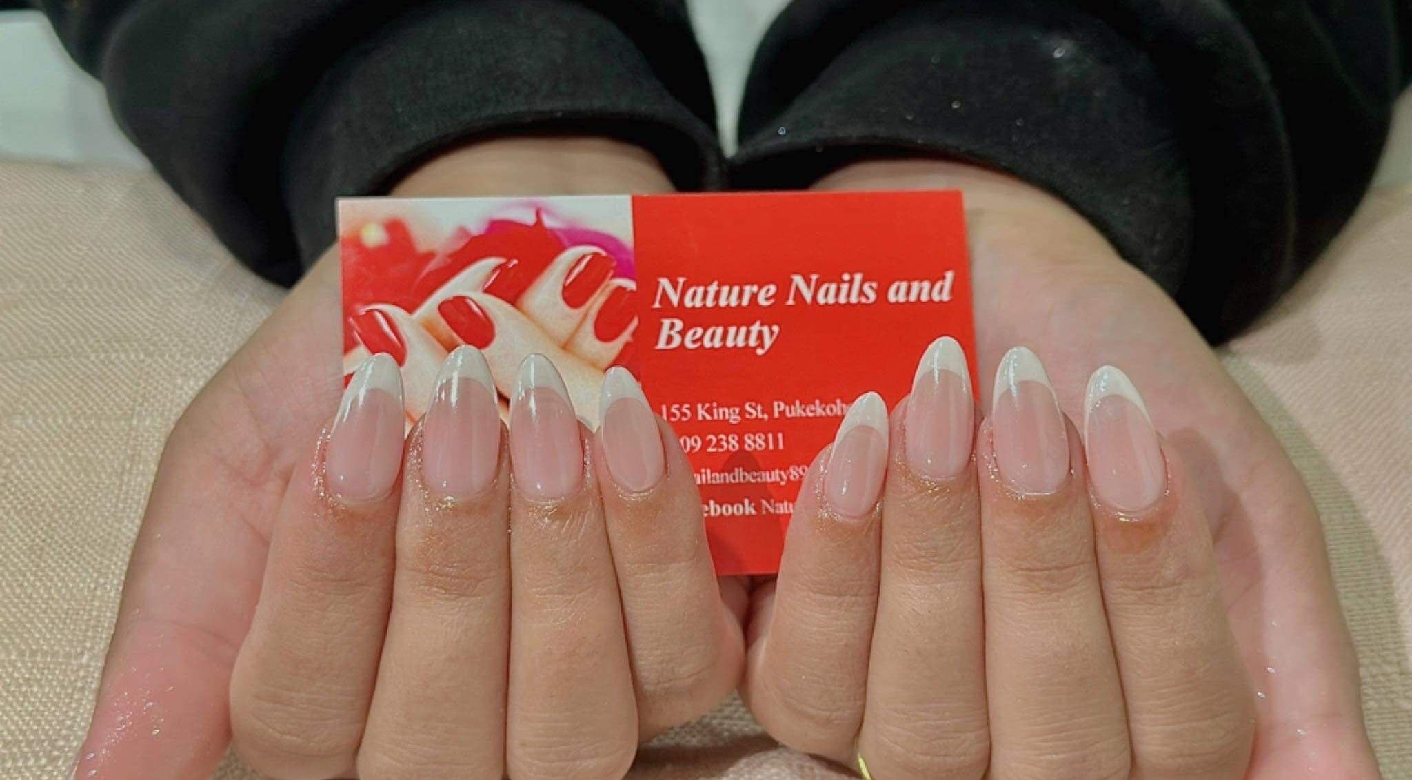 Nail art at Nature Nails & Beauty Spa in Pukekohe, Auckland, NZ showcasing elegant, natural French tips.