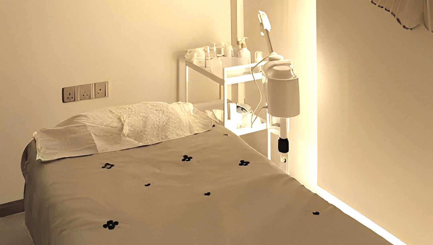 Relaxation room at Beylla Medispa Teluk Intan, TELUK INTAN, Perak, MY, with a prepared treatment bed.