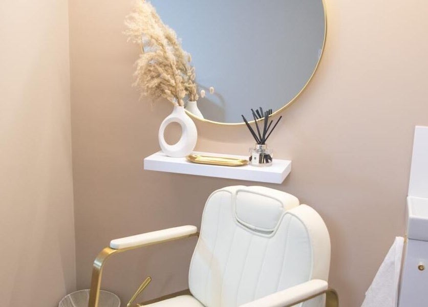 Elegant beauty chair and decor at Charlotte Elizabeth, Assington, England, GB.
