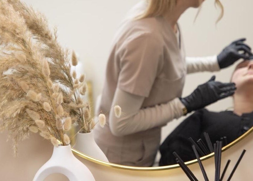 Aesthetic beauty treatment at Charlotte Elizabeth, Assington, England, GB with chic pampas grass decor.
