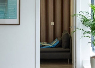 Cozy relaxation area at Cryo Revive Manchester with a plant, Manchester, England, GB.