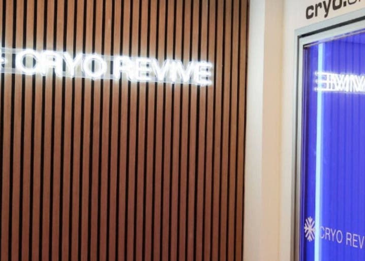 Entrancing neon sign of Cryo Revive Wilmslow creating a modern ambiance in Wilmslow, England, GB.