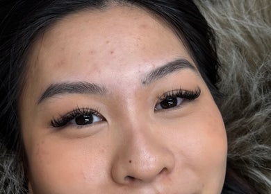 Close-up of elegant eyelash extensions from Simply Stunning in London, England, GB.