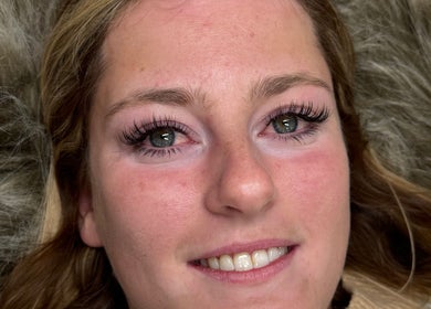Close-up of woman's eyelash extensions from Simply Stunning, London, England, GB.
