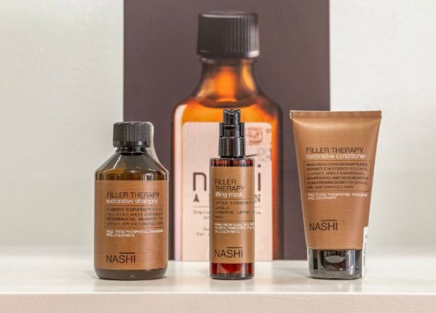Prodotti Nashi Filler Therapy esposti a Venere Parrucchieri, Alghero, Sassari, IT.