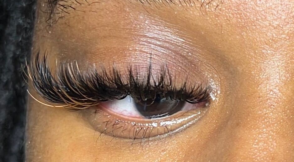 Close-up of elegant eyelash extensions at The Lash Rabbit, Desoto, Texas, US.