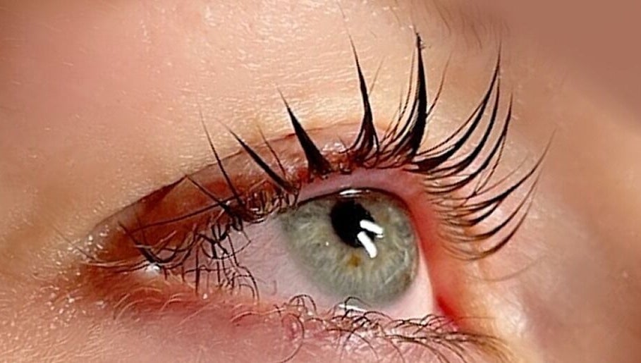 Close-up of elegant eyelashes at The Makeup Monk, Costa Mesa, California, US.