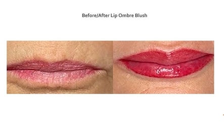 Before and after lip ombre blush transformation at The Makeup Monk, Costa Mesa, California, US.