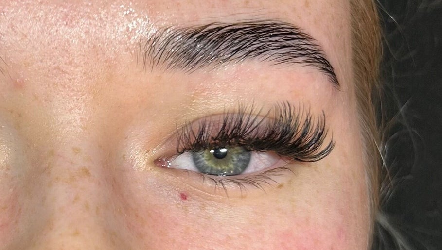 Close-up of eyelash extension at Glo With The Flo, Larbert, Scotland, GB.