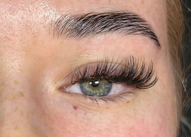 Close-up of eyelash extension at Glo With The Flo, Larbert, Scotland, GB.