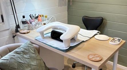 Nail care station at Beauty By Eloise in Godshill, England, GB with tools and products neatly arranged.