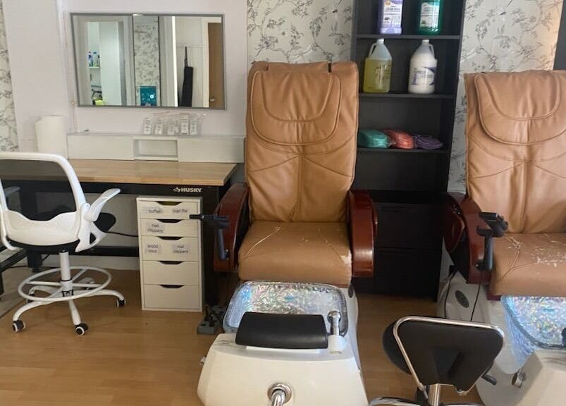 Luxury pedicure chairs at Rejoice Nails X Spa, Belleville, Ontario, CA offering ultimate relaxation.