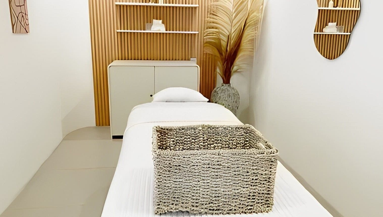 Luxurious massage room at Aether Beauty, Bali, Bali, ID, showcasing a tranquil, minimalist design.