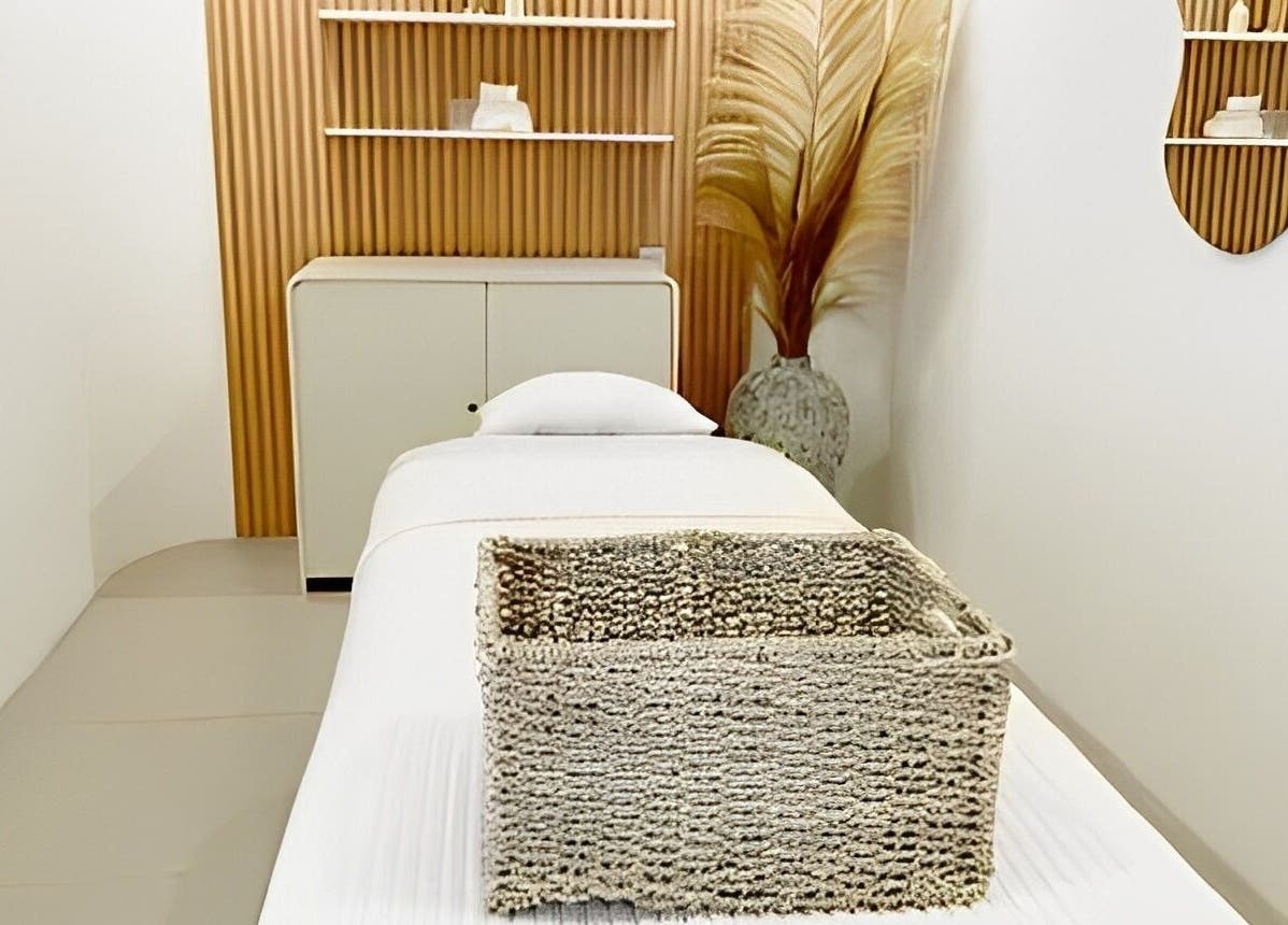 Luxurious massage room at Aether Beauty, Bali, Bali, ID, showcasing a tranquil, minimalist design.