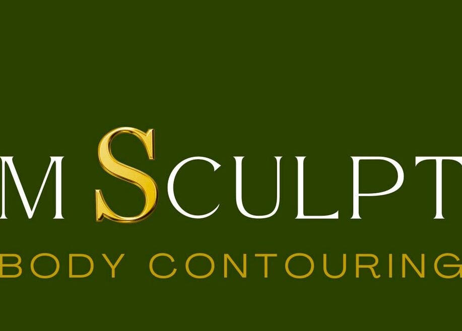M Sculpt logo, a body contouring venue in Southampton, England, GB with a green and gold design.