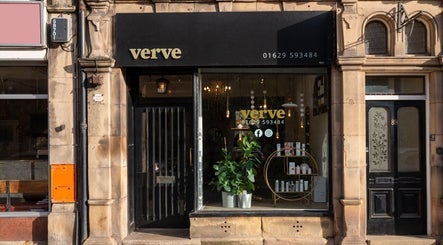 Street view of Verve in Matlock, England showcasing elegant shopfront and warm interiors.