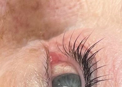 Close-up of enhanced lashes at Dollified Hair & Beauty, England, England, GB.