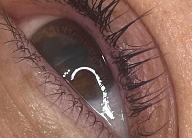 Close-up of elegantly styled eyelashes at Dollified Hair & Beauty, England, England, GB.