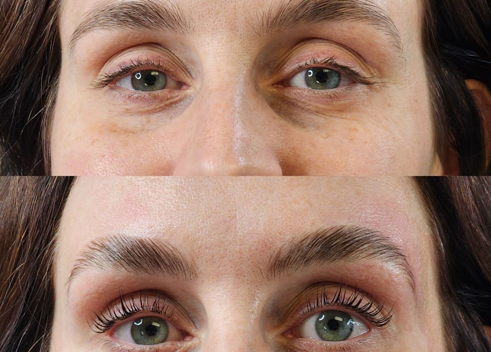Before and after eyebrow transformation at Ash Did That, Humble, Texas, US showcasing enhanced grooming.