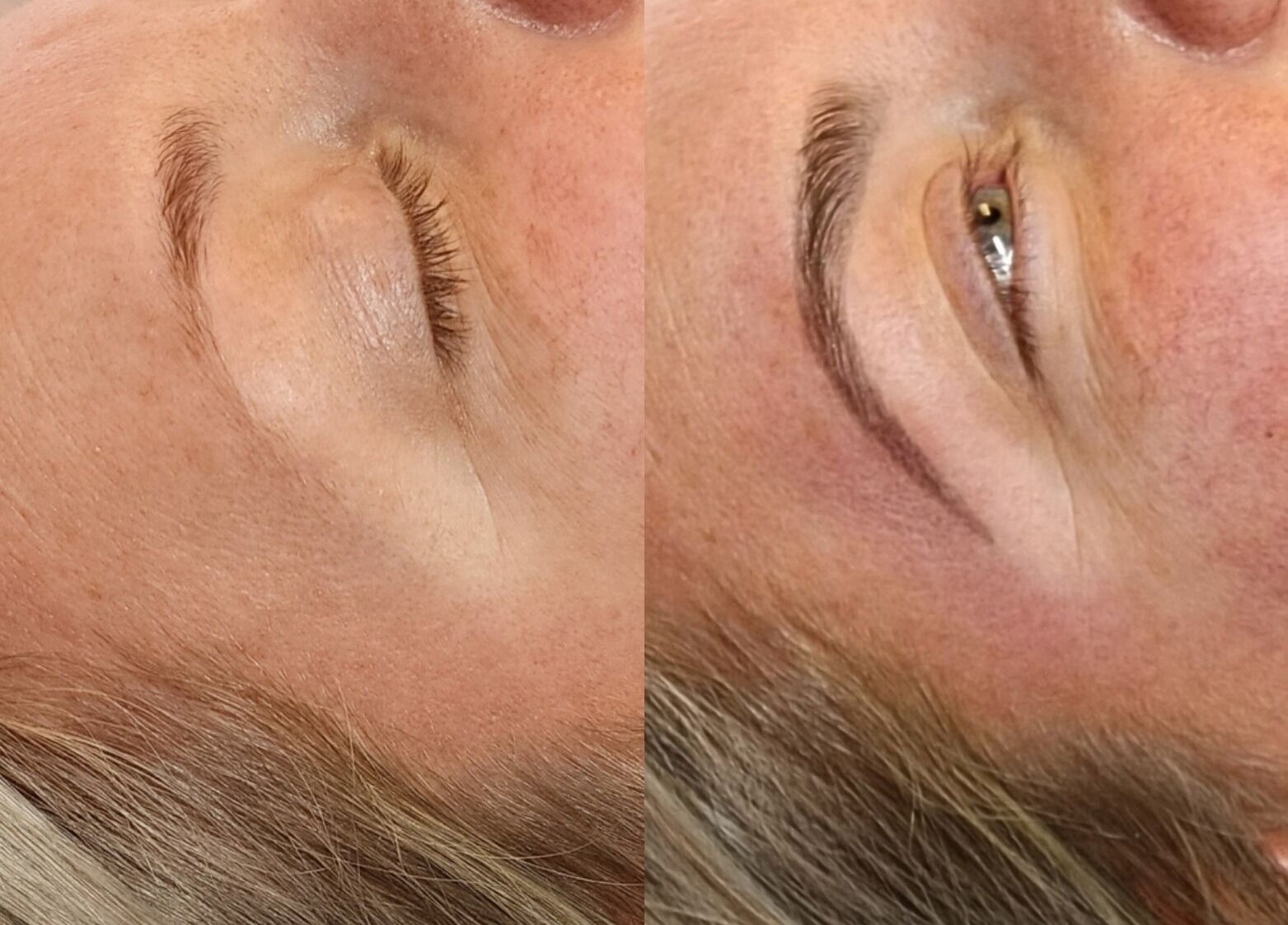 Before and after brow treatment at Ash Did That in Humble, Texas, US.