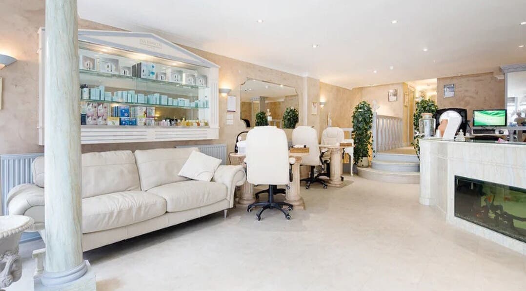 Spacious, elegant interior of Goddess Health & Beauty Ltd, London, England, GB, showcasing luxurious beauty services.