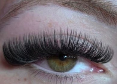 Close-up of voluminous eyelashes from LashXBrowStudio in Wellingborough, England, GB.