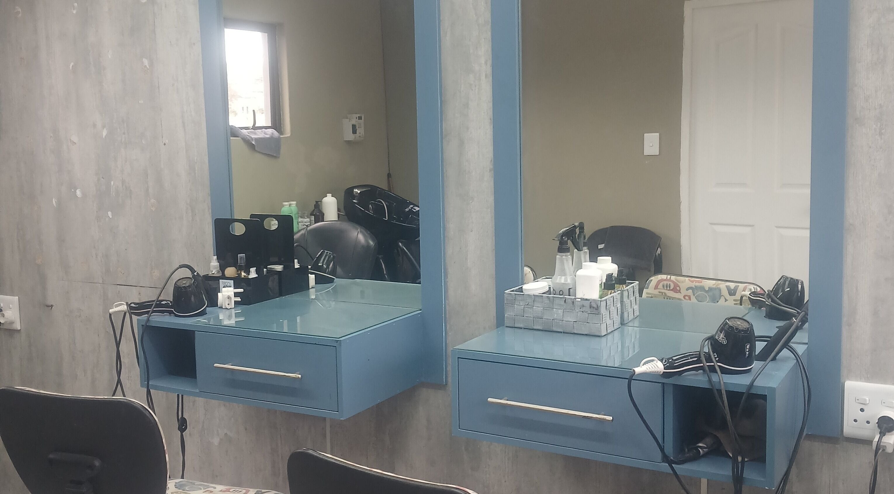 Modern styling stations at Zsquared Hair And Beauty Salon, Phoenix, Kwazulu-Natal, ZA.