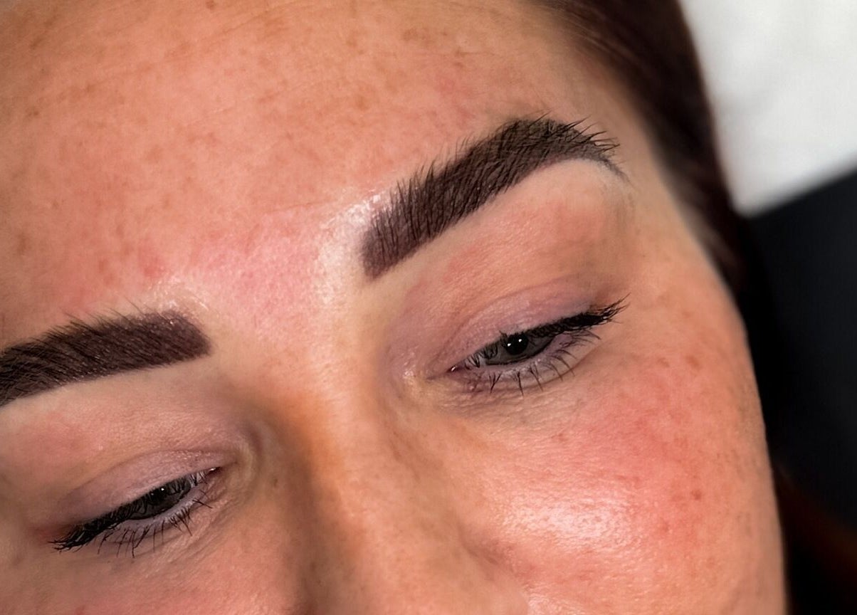 Close-up of expertly tattooed eyebrows at Queensland Cosmetic Tattooing, Kingaroy, Queensland, AU.
