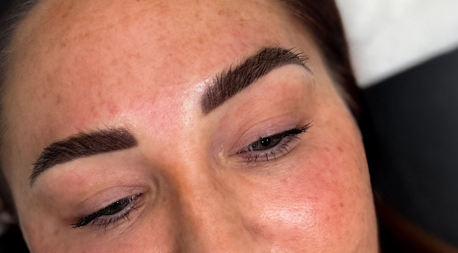 Close-up of expertly tattooed eyebrows at Queensland Cosmetic Tattooing, Kingaroy, Queensland, AU.