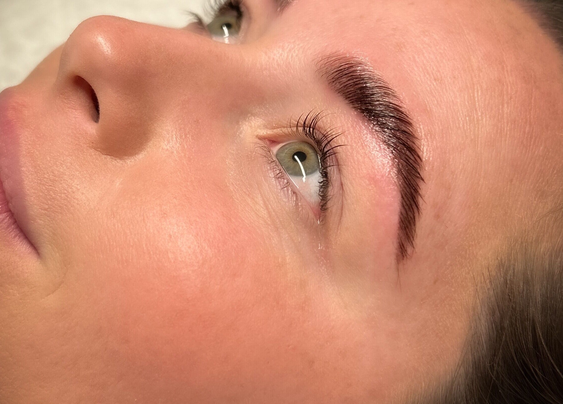 Close-up of perfect eyebrows from treatment at Queensland Cosmetic Tattooing, Kingaroy, Queensland, AU.