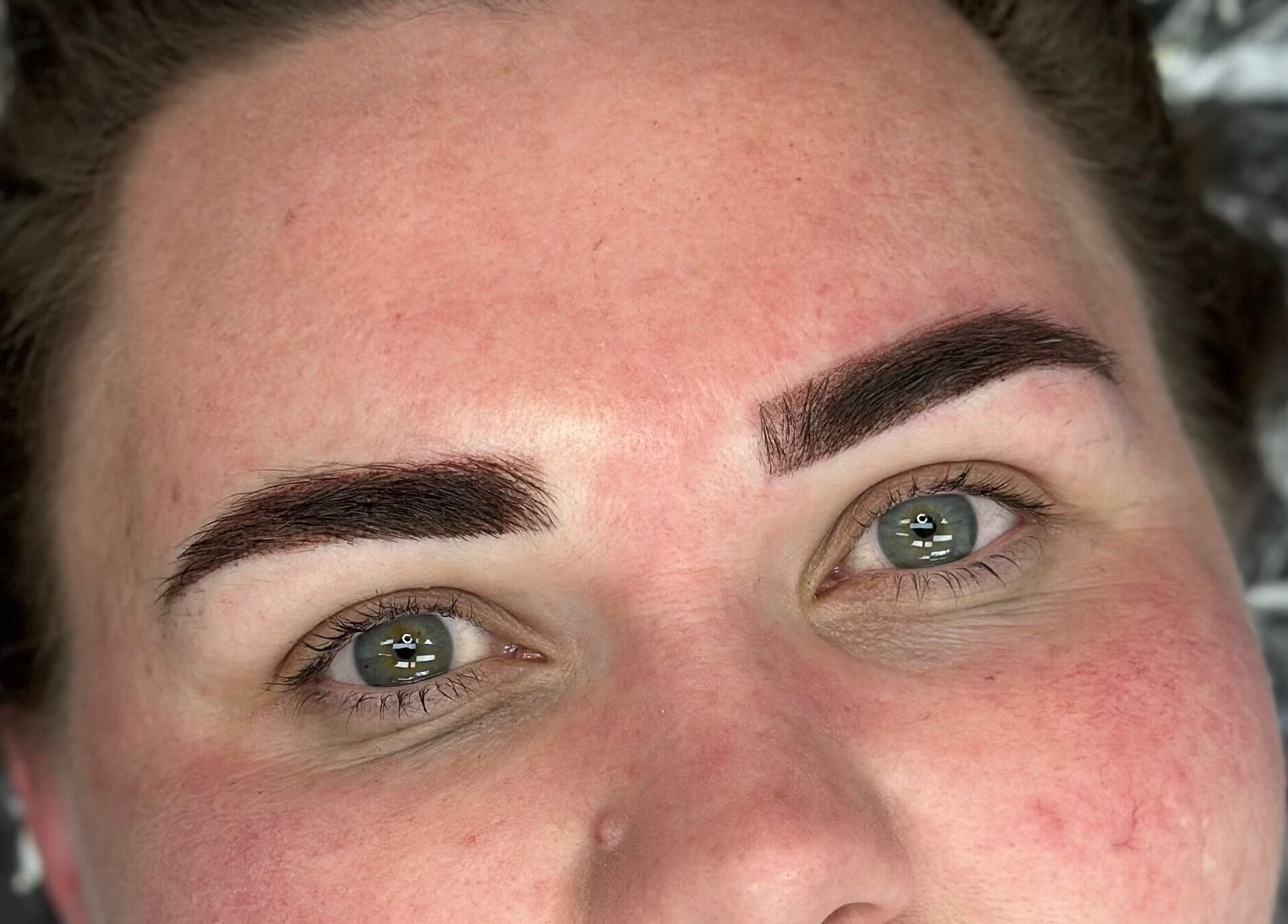Close-up of perfectly styled eyebrows at Queensland Cosmetic Tattooing, Kingaroy, Queensland, AU.
