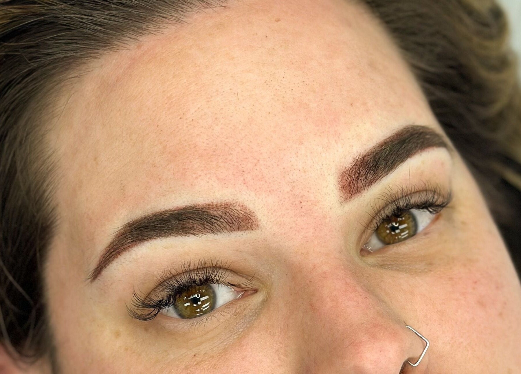 Well-defined eyebrows after cosmetic tattoo at Queensland Cosmetic Tattooing, Kingaroy, Queensland, AU.