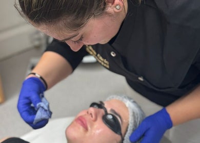 Aesthetician providing a facial treatment at Sara Raquel Beauty in Navan, County Meath, IE.