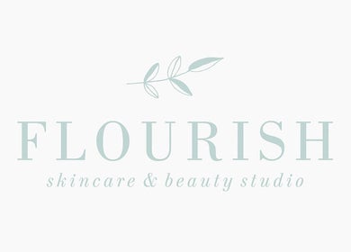 Flourish Skincare and Beauty Studio logo in Gqeberha, Eastern Cape, ZA, featuring elegant leaf design.