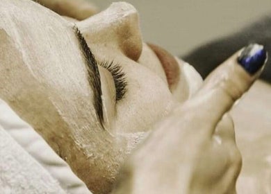 Close-up of facial treatment at Flourish Skincare and Beauty Studio, Gqeberha, Eastern Cape, ZA.