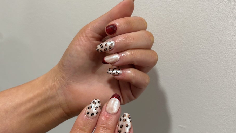 Elegant leopard print nails by Nails By Georgie at Sacred Empire, Royal Tunbridge Wells, England, GB.
