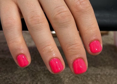 Vibrant pink manicure by Nails By Georgie at Sacred Empire, Royal Tunbridge Wells, England, GB.