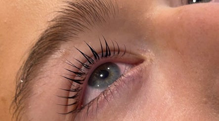 Close-up of enhanced eyelashes at The Beauty Stop, Edinburgh, Scotland, GB.