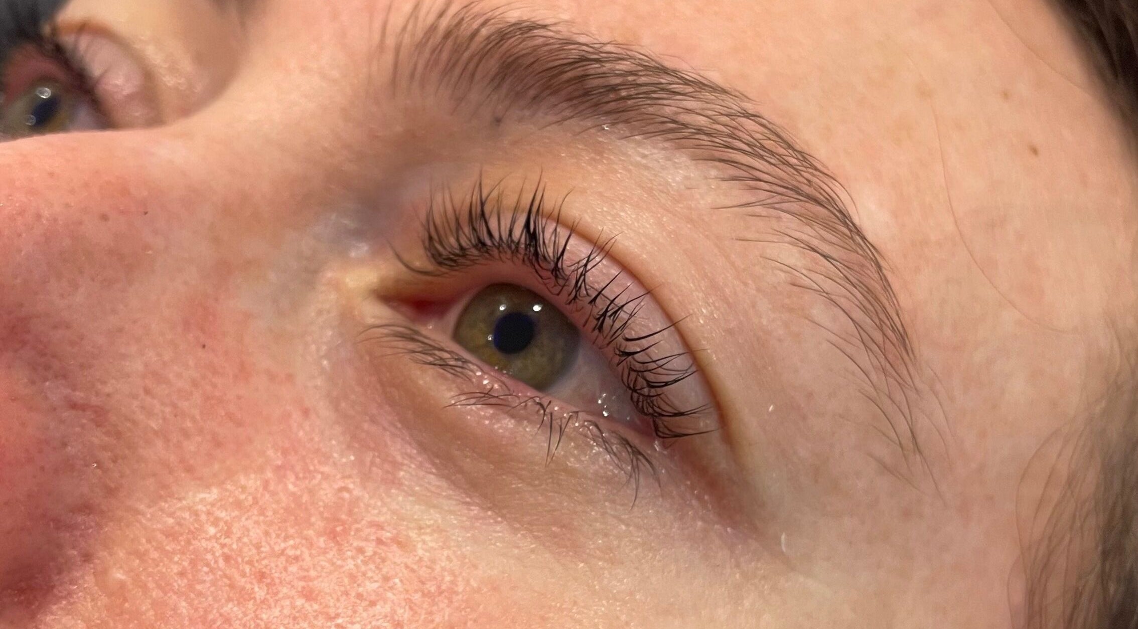Close-up of natural eyelashes at The Beauty Stop, Edinburgh, Scotland, GB, enhancing eye beauty.