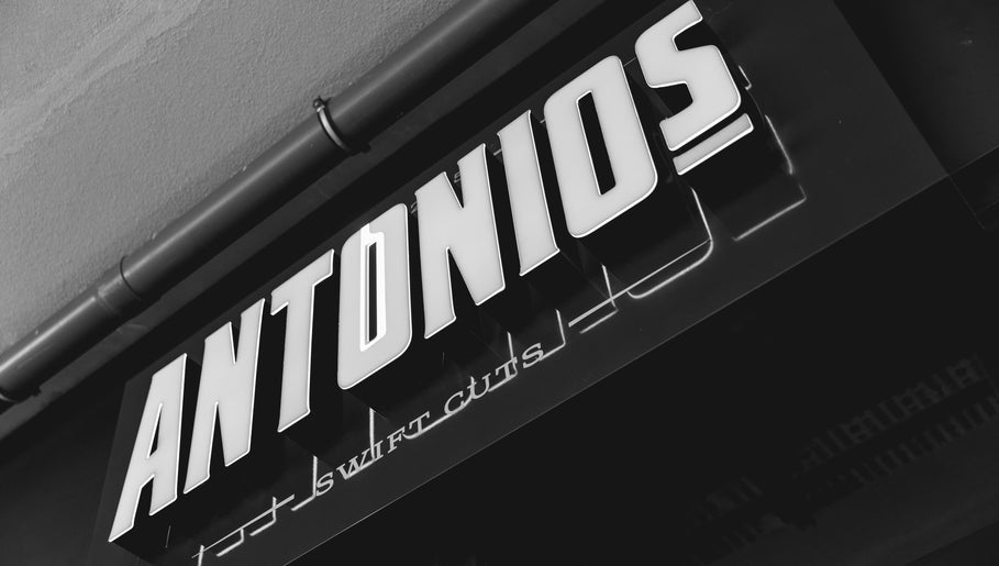 Signage of Antonio's Swift Cuts Campus Hub at Msida, MT, showcasing a modern, bold design.