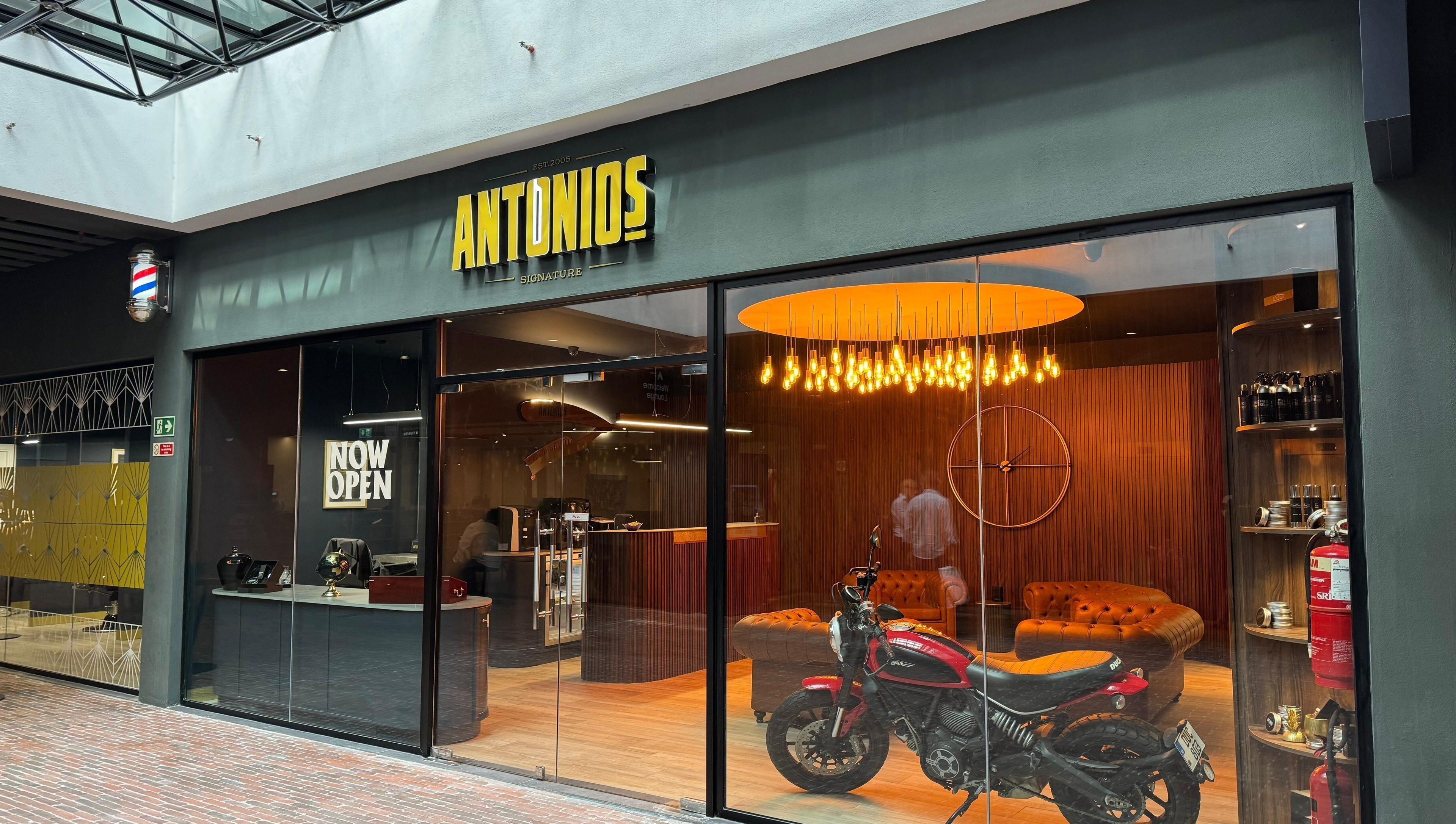 Entrance of Antonio's Signature Mriehel in Birkirkara, MT, featuring stylish decor and modern aesthetics.