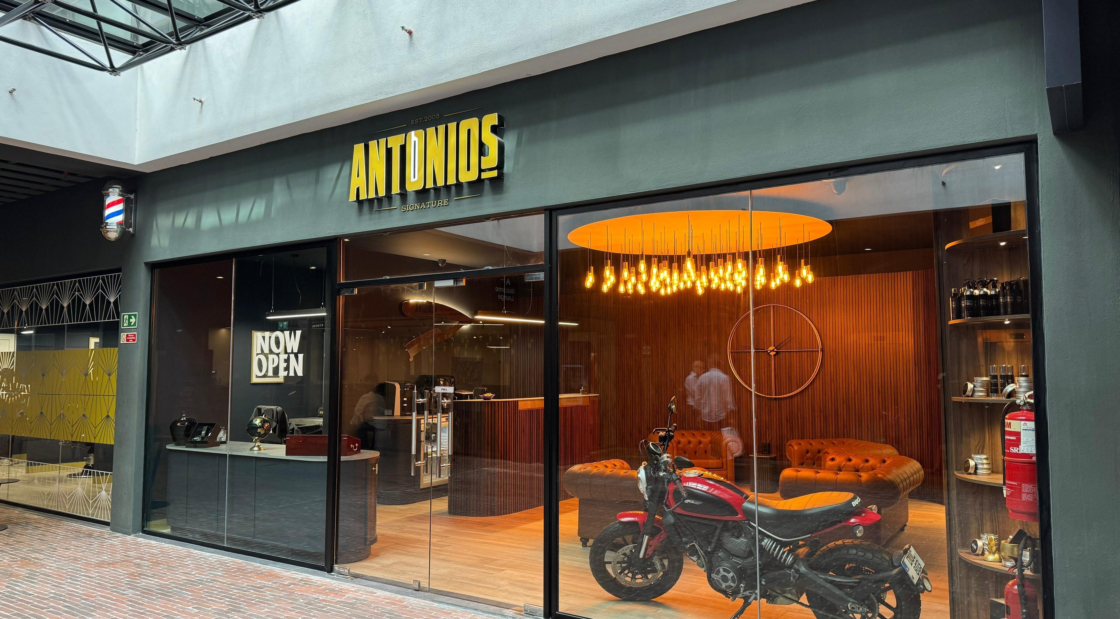 Entrance of Antonio's Signature Mriehel in Birkirkara, MT, featuring stylish decor and modern aesthetics.