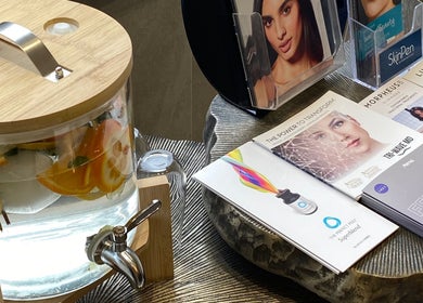 Refreshment and brochures at Haylands Beauty Clinic, Buckhurst Hill, England, GB.