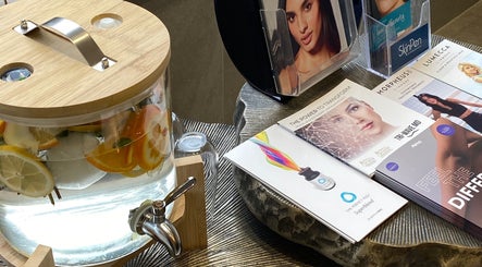 Refreshment and brochures at Haylands Beauty Clinic, Buckhurst Hill, England, GB.